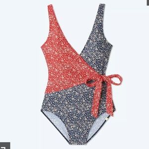 SUMMERSALT The Perfect Wrap One Piece - In Bloom in Deep sea  & Lava